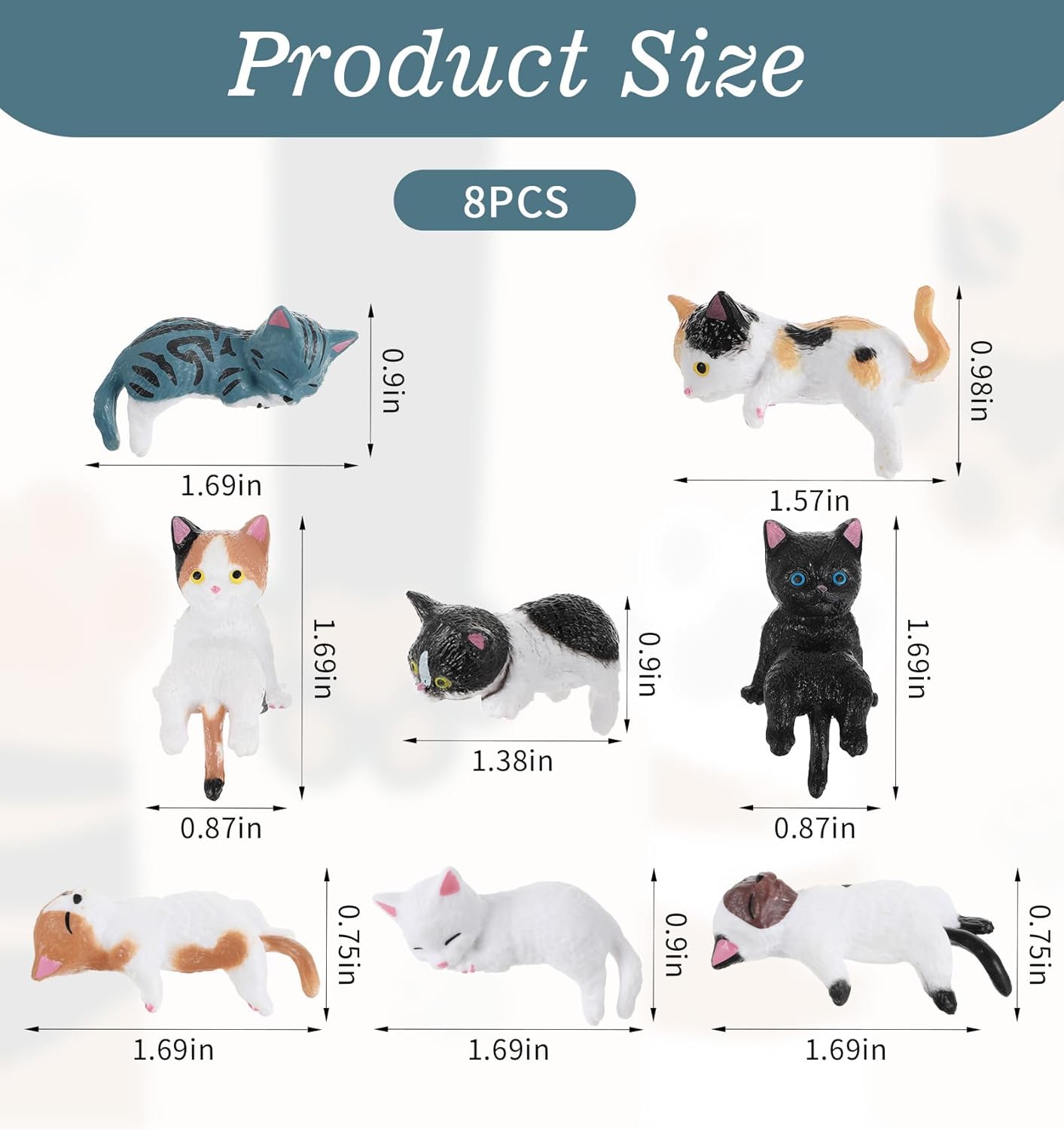 Cute Mini Cat Monitor Figurines (8-Pack)