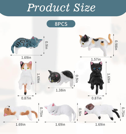 Cute Mini Cat Monitor Figurines (8-Pack)