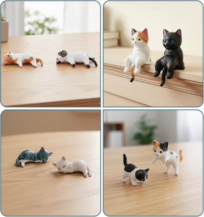 Cute Mini Cat Monitor Figurines (8-Pack)