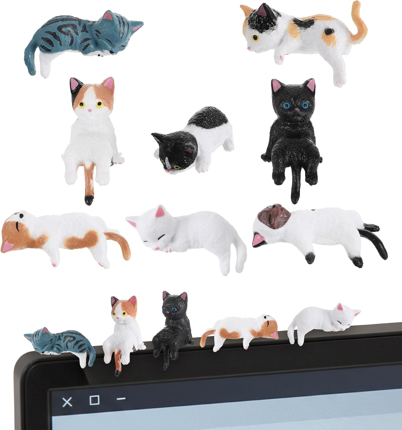 Cute Mini Cat Monitor Figurines (8-Pack)