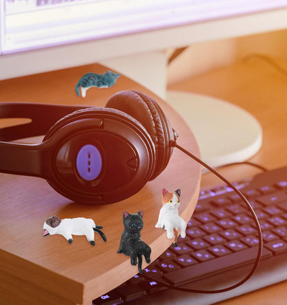 Cute Mini Cat Monitor Figurines (8-Pack)